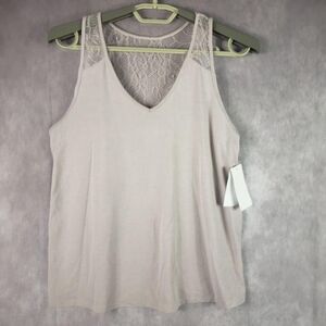 Flora Nikrooz Camisole Tank Top Womens Small Beige Lace Racerback Sleep Lounge